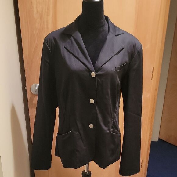 Bruno Magli Elegant Black Blazer Lace Up Back Sz L/XL - Picture 2 of 9